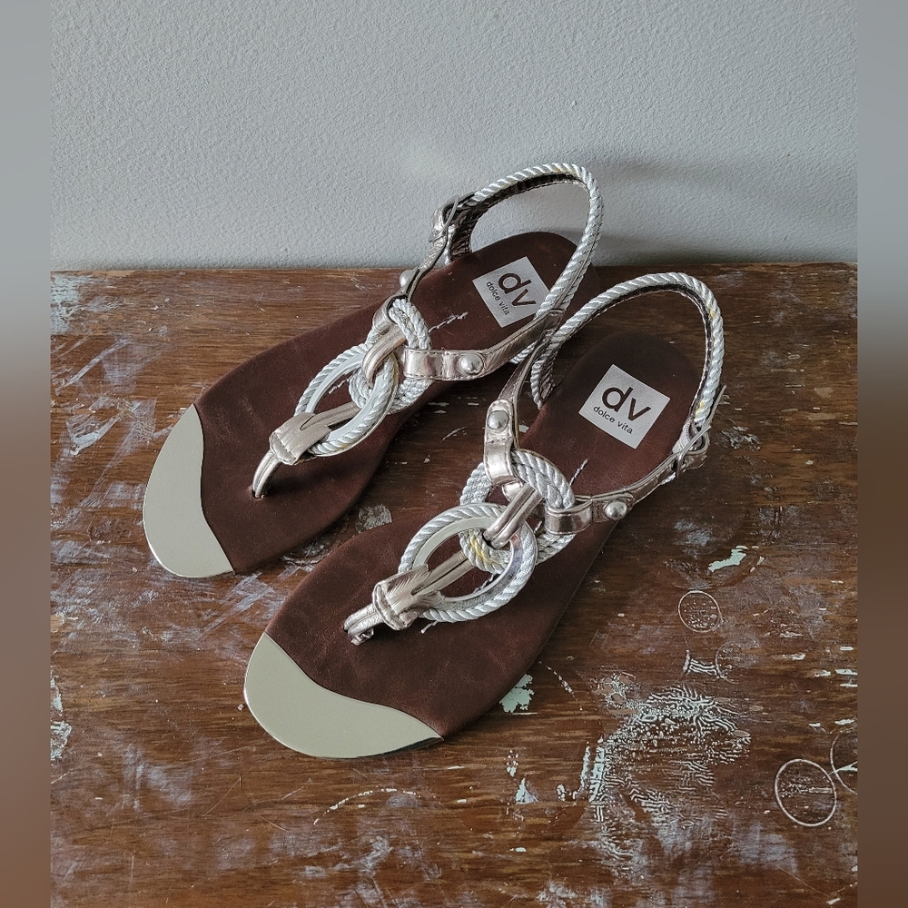 DOLCE VITA silver and brown rope sandals never worn